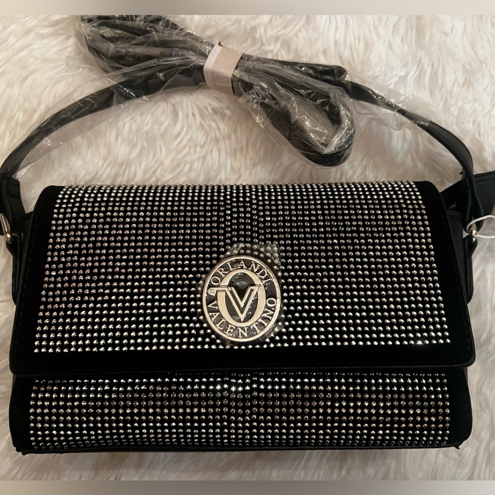 Valentino Orlandi Black Handbag with Silver Stud Accents - NWT